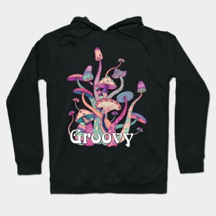 Groovy Retro Mushroom Art Hoodie